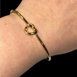 Minimalist Gold tone Bangle Set Knot Cuff & Flat Polished Band (2) in pack